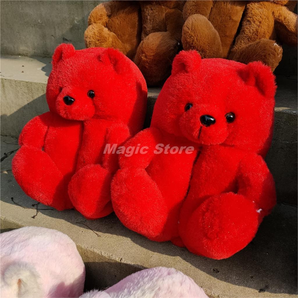 Cute Teddy Bear Plush Slippers