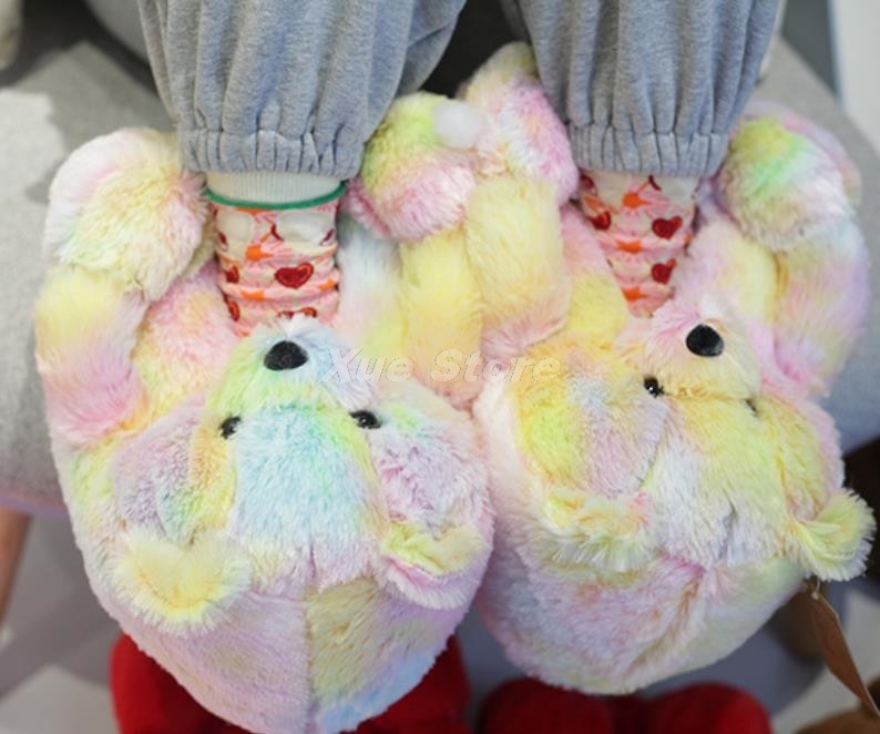 Cute Teddy Bear Plush Slippers