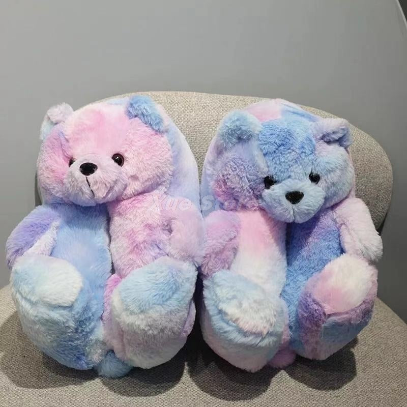 Cute Teddy Bear Plush Slippers