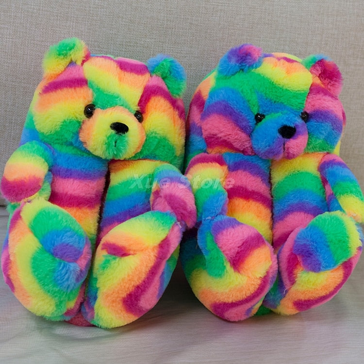 Cute Teddy Bear Plush Slippers