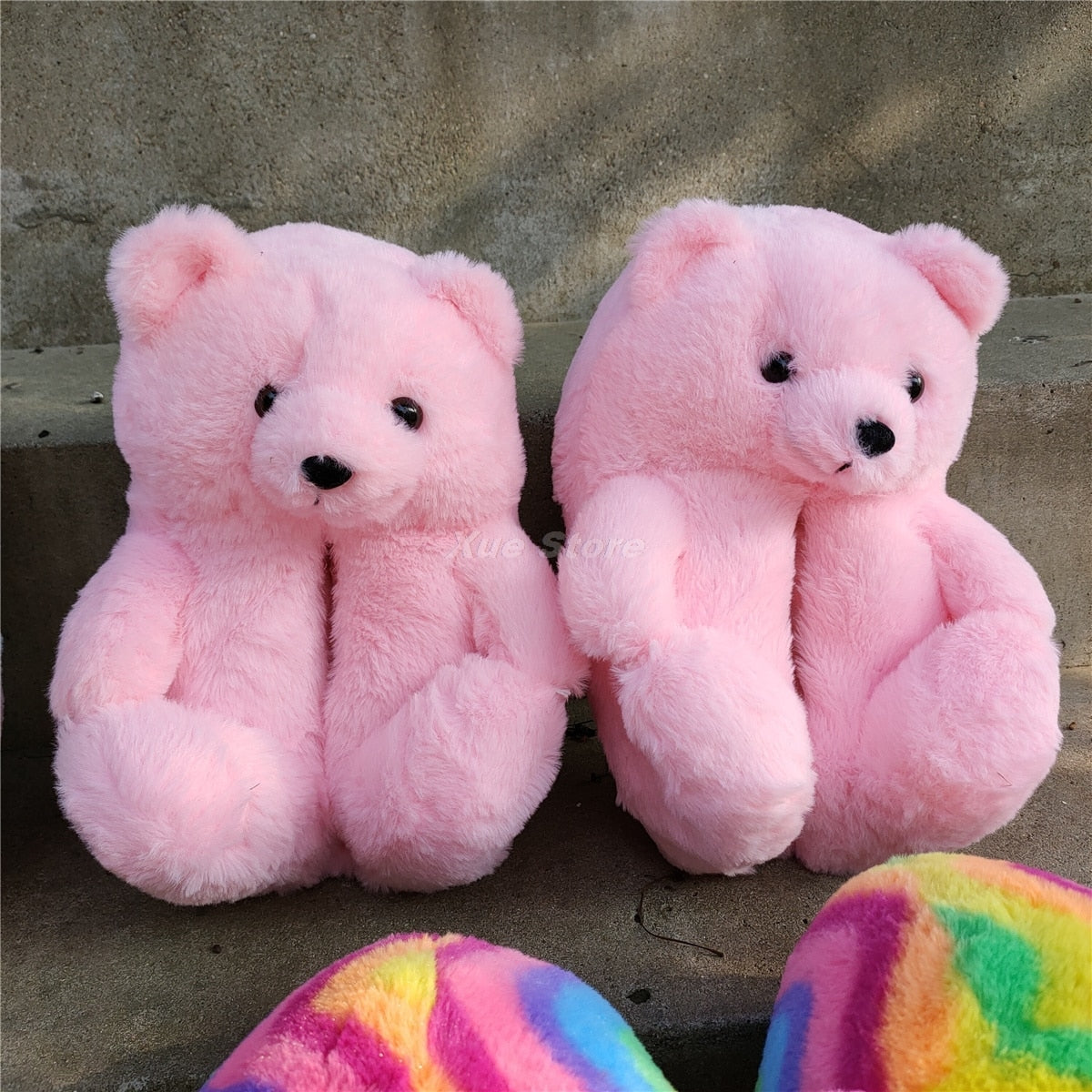 Cute Teddy Bear Plush Slippers