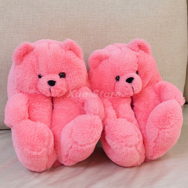 Cute Teddy Bear Plush Slippers