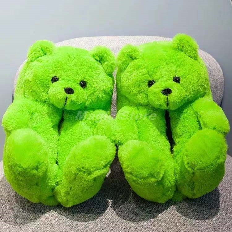 Cute Teddy Bear Plush Slippers