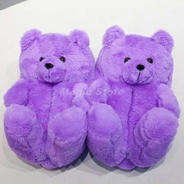 Cute Teddy Bear Plush Slippers