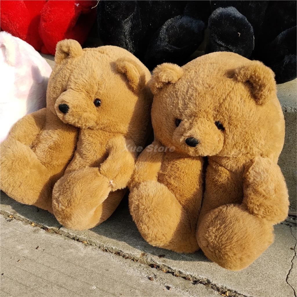 Cute Teddy Bear Plush Slippers